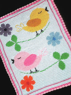 Birds And Flowers Color Graph Baby Afghan Pattern