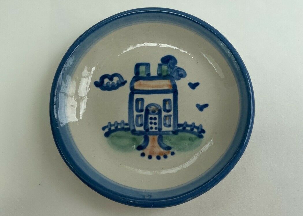 M A Hadley Pottery 4 1/8" Coaster/trinket Dish - Farm House