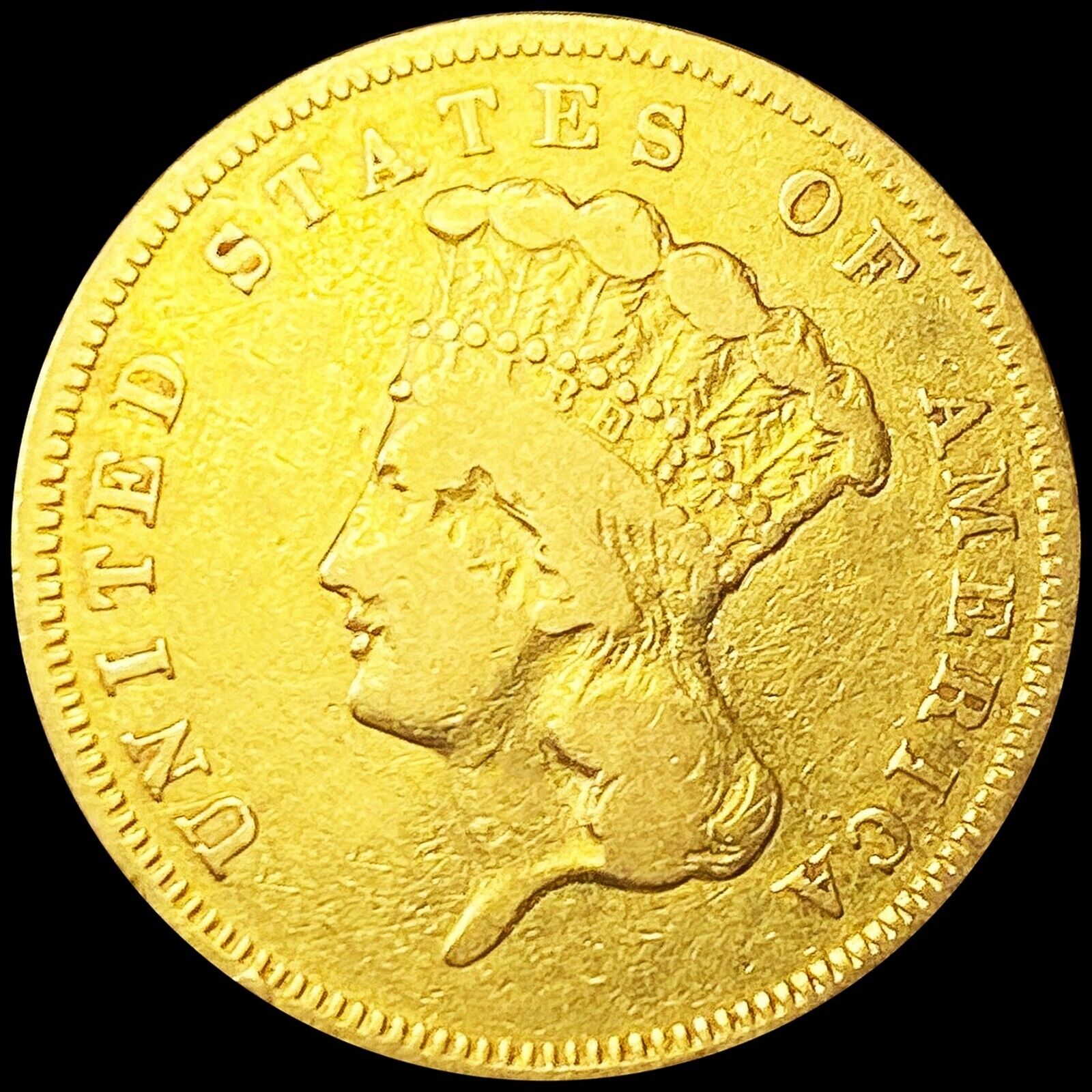 1856-s $3 Gold Piece Nicely Circulated