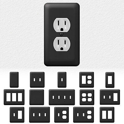 Black Metal Wall Switch Plate Outlet Cover Toggle Duplex Rocker - Enamel Finish