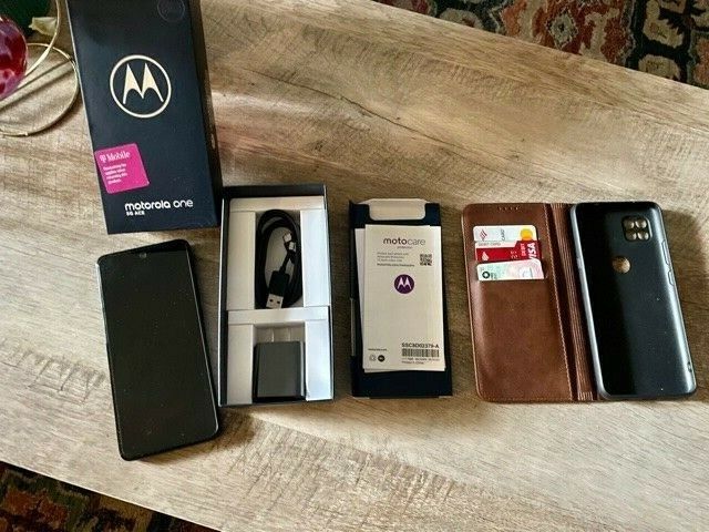 Motorola 5g One Ace 128gb Cell Phone W/leather Wallet Case And Other Accessories