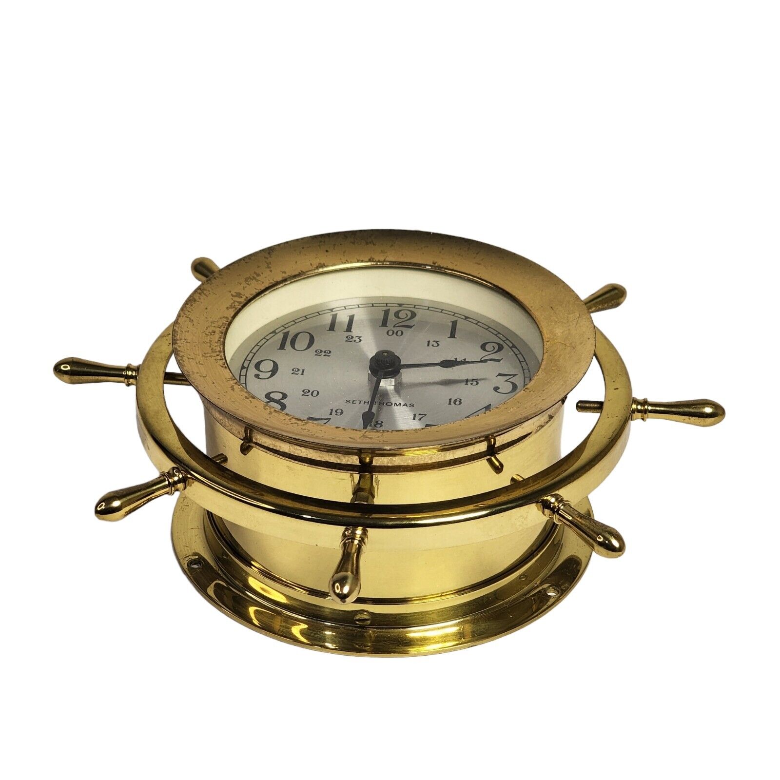 Antique Helmsman Seth Thomas Brass Marine Wall Clock  E537-014  Ship Clock