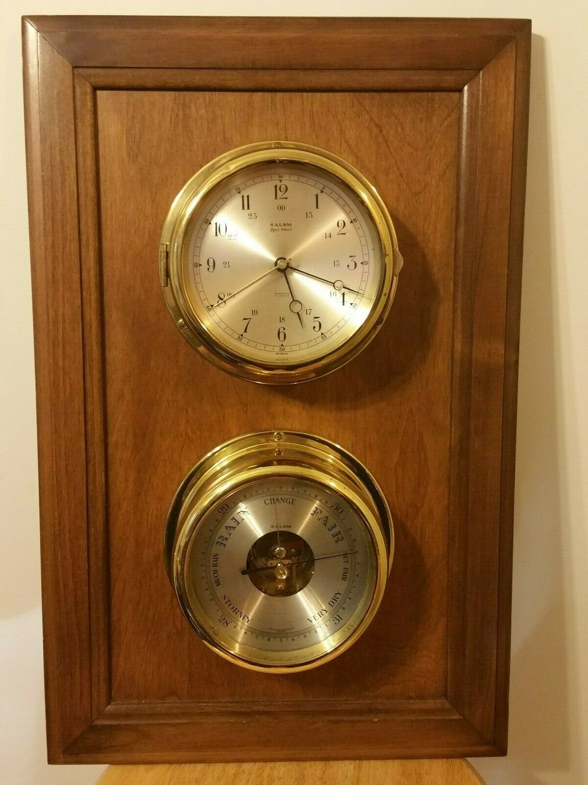 Salem Brass Ships Clock/barometer Wall Mount Combo German/switzerland